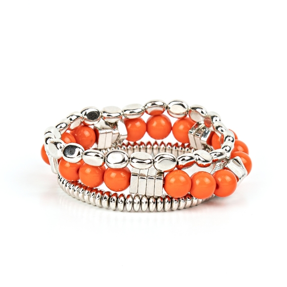 Tour de Tourist Orange Bracelet Stacked Fashion Jewelry Paparazzi - Picture 1 of 3